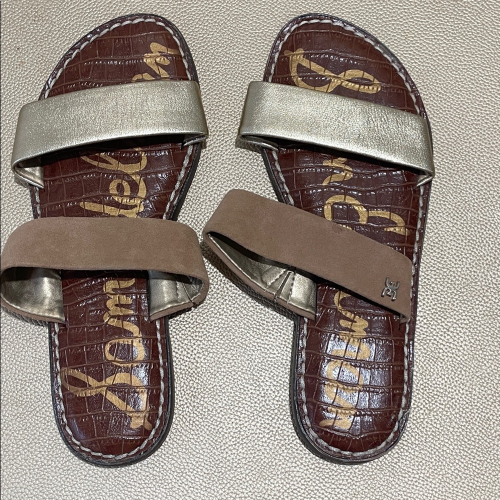 Sam Edelman Stylish Brown and Gold Women's Sandals size 5.5